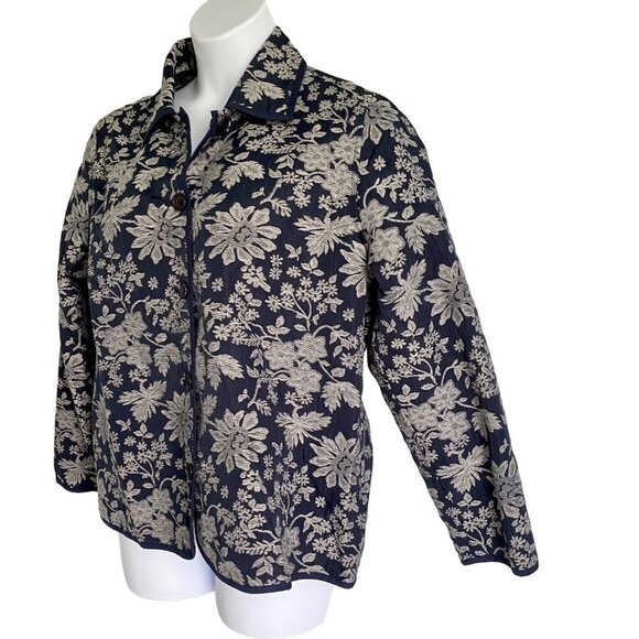 Draper’s & Damon’s Button Up Jacket Blue White Floral Size XL NEW NWT - Picture 3 of 8